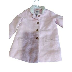 Old Navy Girls  Size 4T Pink Wool Blend Button-Front Faux Shearling Collar Coat